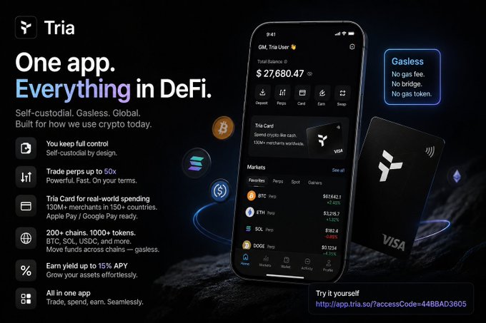 The image features a black smartphone displaying an app called @MindoAI that allows users to manage their cryptocurrency investments with ease. The app has been recommended by @useTria for its simplicity, as it enables users to easily transfer funds between different cryptocurrencies without having to jump through hoops or navigate complex interfaces. The post suggests that the app can save time and effort in managing one's crypto assets, making it a valuable tool for those interested in investing in cryptocurrency.