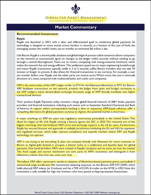 The image features a post from the website GIBALAN asset management. They have written a recommendation for investing in Ripple, as evidenced by the text within the image. This text includes information about Ripple's disruptive technology that could change the way people invest in global payments and financial networks. The site also mentions that Ripple will be a big winner this year with an estimated $1T increase in value and offers on their website. Additionally, they provide guidance to make money by investing in Ripple, suggesting that it is not only a promising investment opportunity but one that can yield substantial returns for those who choose to invest in the cryptocurrency.