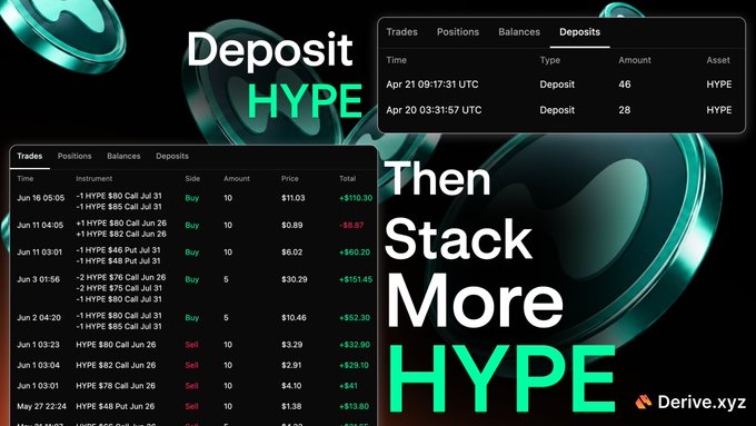 This image shows two green circles, one of which is labeled "deposit hype". The circle has various numbers and words written in black text surrounding it, including symbols such as "$", "#", & "#". These numbers and words are likely representing a currency or financial indicator related to cryptocurrency trading. The other circle depicts the word "then stack more hype" written in black letters on top of the first green circle. This phrase could be a summary or advice for those who have already made deposits using cryptocurrency and wish to continue investing by stacking more hype.