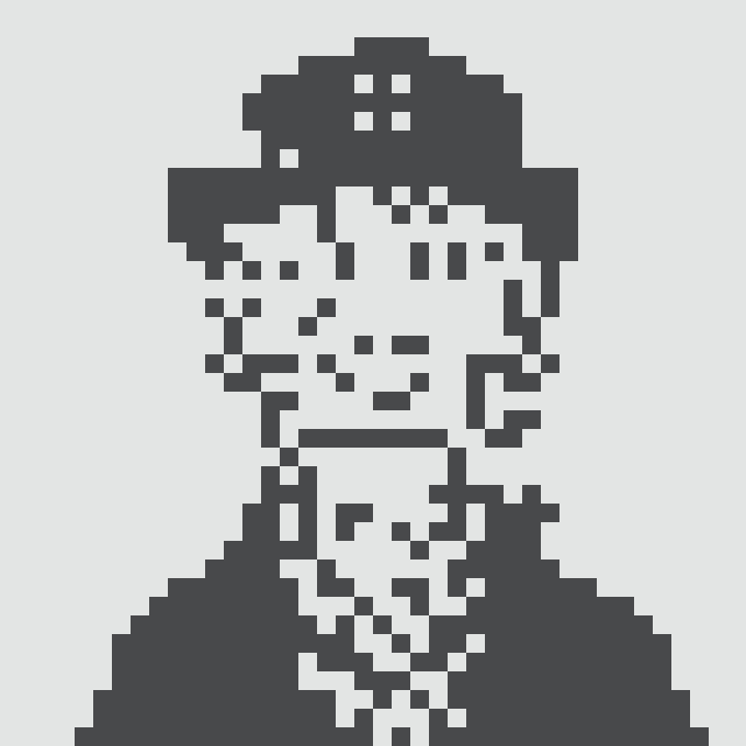 A pixelated black-and-white portrait of a figure wearing a wide-brimmed hat and collared jacket, representing Normie #6890 NFT purchased for 0.196 ETH on OpenSea.