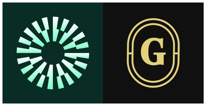 The image features the Mantle cryptocurrency logo on the left, with its signature green and white circular sunburst design, alongside a gold "G" emblem on a black background on the right, likely representing an associated partner or protocol in the Mantle ecosystem's RWA (Real World Assets) yield strategy.