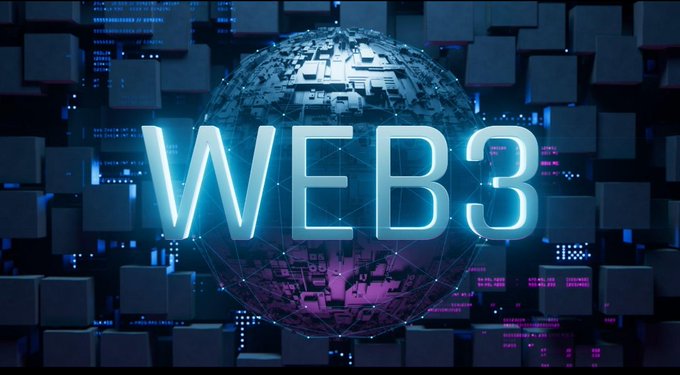 The image features a large blue cube with the word "WEB3" written on it, surrounded by smaller cubes of various sizes. The background consists of black and purple cubes arranged in a grid-like pattern. The caption below the image reads: "Been exploring @MarsChainCS and its unique approach to blockchain economics. MarsChain combines Proof of Contribution (PoC), decentralized mining pools, and a burn-to-hashrate model designed to reward active participants".