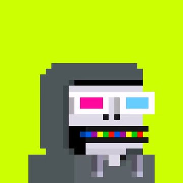 A pixelated image of a monkey character in a landscape, representing the "Robinhood Chimps" NFT collection, which references the CryptoPunks-style artwork created for Robinhood's NFT marketplace.