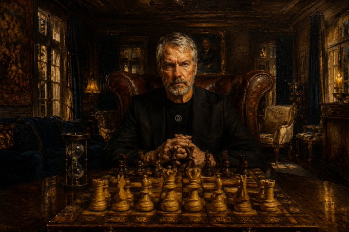 The image shows a man sitting at a table with a chessboard in front of him. The man appears to be wearing a suit and tie, suggesting that he might be a businessman or someone who enjoys intellectual pursuits like playing chess. The room has an old-fashioned atmosphere, which adds to the overall ambiance of the scene.