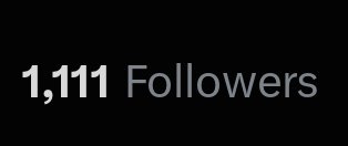 A black screen displaying the text '1,111 Followers' in white.