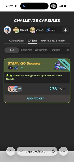 The image shows a phone screen with an app called "Challenge Capsules" displayed, which appears to be a fitness or dieting app. The app has a rating system for its users, allowing them to rate their experience and provide feedback on the app's effectiveness. There are also several tasks listed within the app, such as "Add ticket", "Add task", and "Add reward". Additionally, there is a small image of a person wearing sneakers in the top left corner of the screen.