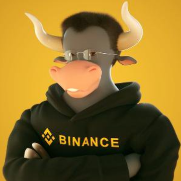 A cartoon bull mascot wearing sunglasses and a black hoodie featuring the "BINANCE" logo and its signature yellow diamond emblem, set against a yellow background—visually representing the bullish momentum on BNB Chain that the post highlights following CZ's influence.