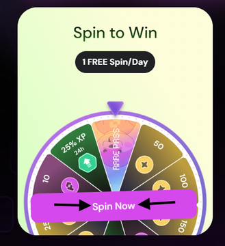 A "Spin to Win" promotional wheel offering 1 FREE Spin/Day, featuring prizes like 26% XP, 24H, Rare Pass, and varying point values (10, 50, 100, 150), is highlighted as a potential method for users to earn rewards while farming the Push Chain Season 3 airdrop for $PC tokens.
