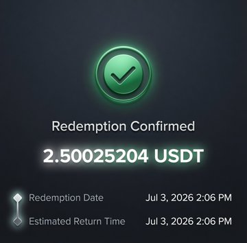 A Binance Pick & Win redemption confirmation screen showing 2.50025204 USDT successfully redeemed on Jul 3, 2026 at 2:06 PM, illustrating the free rewards earned from the football prediction challenge.