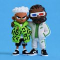 Two stylized 3D animated characters—one with white hair in a green and black patterned hoodie, and another with dreadlocks and ski goggles wearing a white jacket—stand side by side, exemplifying the hand-built, futuristic warrior aesthetic of the "Eternal Blades" 3D collection.