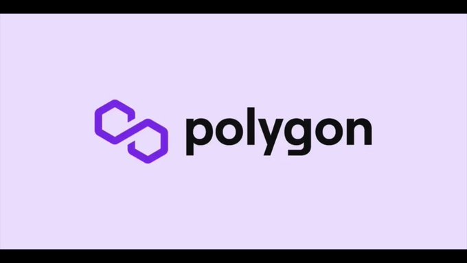 A simple, light purple background displaying the purple and black logo for the cryptocurrency blockchain network Polygon.