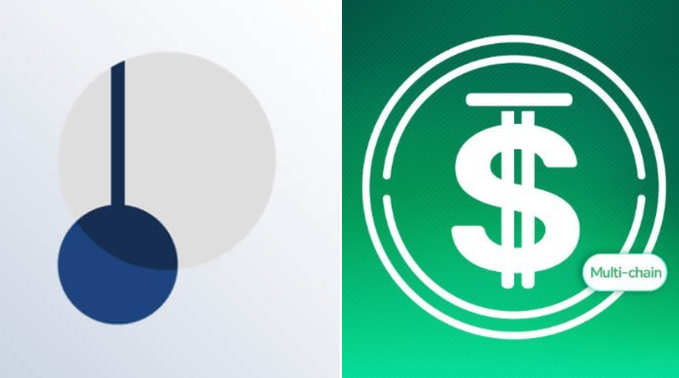 𝐴 and 𝐵 are the only colors visible, with a white circle containing a dollar sign and a green circle with a blue line through it.