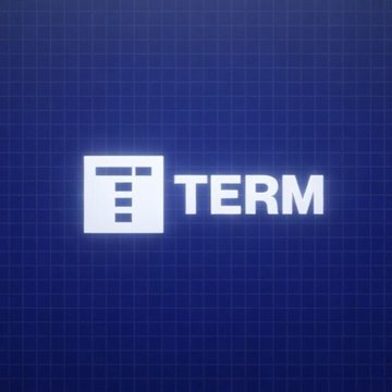 The image displays a stylized icon of a document or ledger next to the bold white text "TERM" against a blue grid background, serving as the logo for Term Labs—the platform confirmed to have suffered a governance exploit resulting in the loss of approximately 2,843 ETH and 1.68 million USDC (~$8.5 million).