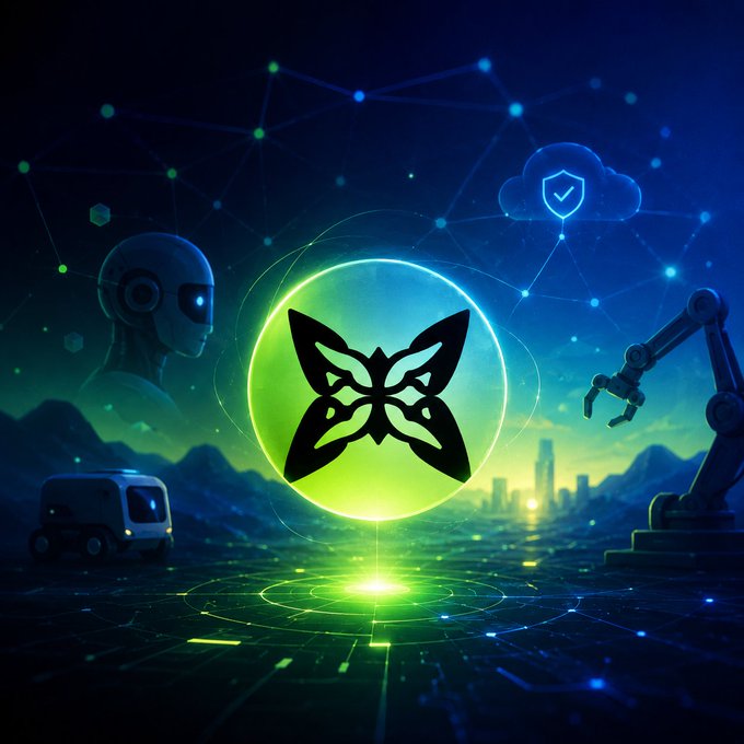 The image features a futuristic cityscape with various elements, including a butterfly-shaped glowing orb at its center, surrounded by robots and other technological devices. The city appears to be in a state of transition or development, as indicated by the presence of the butterfly symbol. The caption above the image suggests that verification may become more valuable than speed alone, given the increasing reliance on AI agents, autonomous systems, and machine-to-machine interactions. This could lead to a shift in focus towards ensuring data trustworthiness and accuracy within these systems.