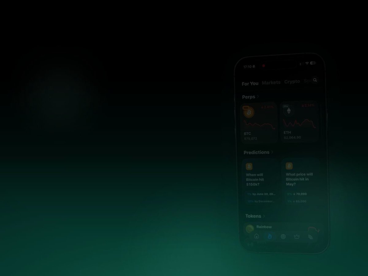 The image shows an iPhone screen displaying a dark green background with various icons, including "Payment", "Crypto", "Invoices", and "Toys". The phone appears to be turned off or in sleep mode. The text on the screen reads "you should be trading hyperliquid on a ux that feels like hyperliquid." This message is related to the app being used for trading cryptocurrencies, as indicated by the icons such as Bitcoin and Crypto.