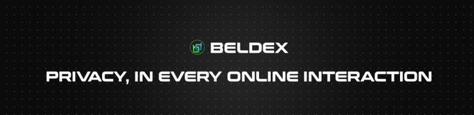 A black banner for 'BELDEX' with the text 'PRIVACY, IN EVERY ONLINE INTERACTION' and a green shield logo.