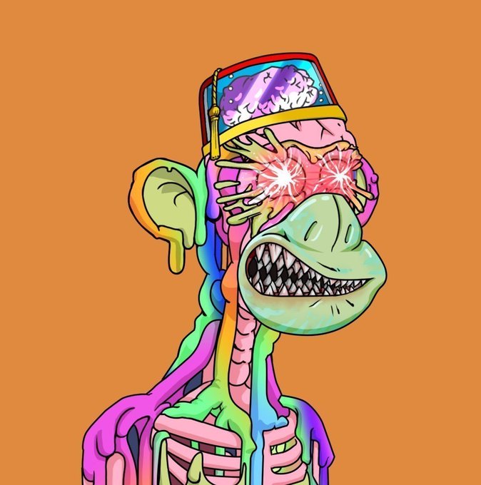 A colorful cartoon illustration depicts an anatomically exposed figure with a visible brain, spine, and ribcage, with hands covering glowing pink eyes and a menacing green grinning face on an orange background.