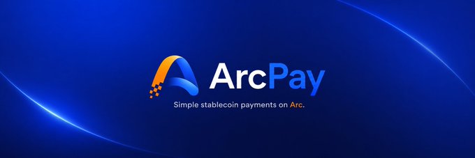 The image features a banner with the ArcPay logo, which is blue and orange. The text "ArcPay" is written in white letters below the logo. Below this, there are two lines of text that read "Man this week I’m really locked in on ArcPay. I got some new features I need to finish and ship. Nothing too flashy, just the kind of stuff that’ll make sending and requesting stablecoins on @arc feel smoother and less stressful for normal people." The image is related to a post about ArcPay, as indicated by the text "ArcPay".