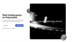 The image promotes Polymarket's new Perps Beta, featuring text "Start trading perps on Polymarket" alongside a blurred trading interface with "How you can trade every second" visible. It highlights the platform's rapid trading capabilities, supporting the post's announcement of over $167M in total volume and the perps meta expanding to Polymarket.