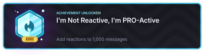 The image shows a banner with text that reads "I'm PRO-Active" followed by a picture of a flame, possibly representing a fire or a spark. The text also mentions an achievement unlocked, which could be related to a game or some other activity.