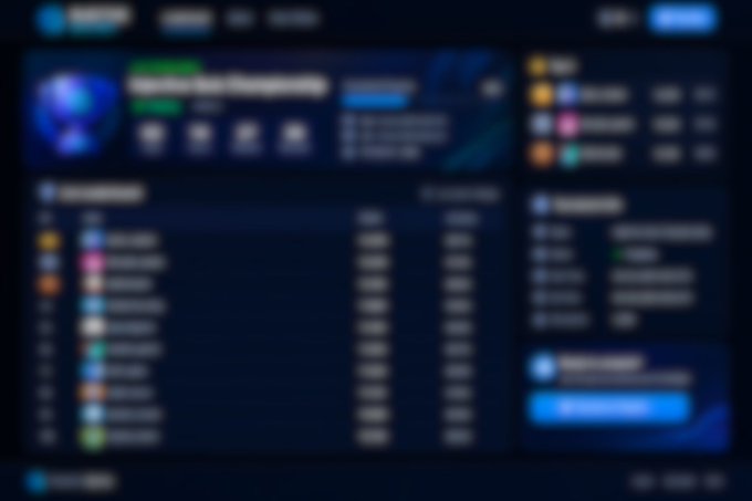 A heavily blurred screenshot of a dark-themed cryptocurrency platform dashboard displaying token lists and market data.