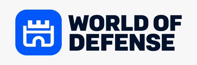 The logo for 'WORLD OF DEFENSE' featuring a blue app icon with a white castle design.