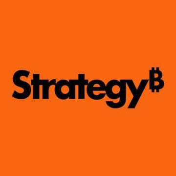 The image features the word "Strategy" in bold black text alongside a Bitcoin symbol (B), set against a vibrant orange background, representing the company's branding. It visually ties to the post about Strategy (formerly MicroStrategy) pausing its Bitcoin acquisitions while raising $334 million through MSTR stock sales.
