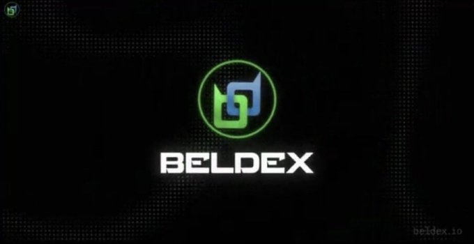BELDEX logo on a dark dotted background with green and blue icon and 'beldex.io' text.