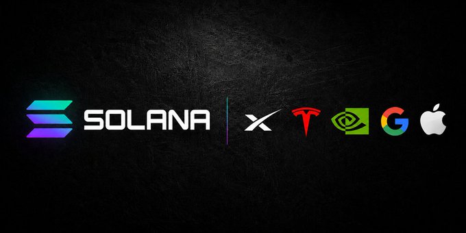 The image features a dark background with the text "@SOLANA BREAKs $1,000,000,000 IN TOKENIZED STOCK VOLUME FOR THE WEEK, 10X+ MORE THAN ALL OTHER CHAINS COMBINED!". The title of the post indicates it's about Solana and cryptocurrency. However, the image doesn't provide much information on how this relates to the post or what specific details are contained within the caption.