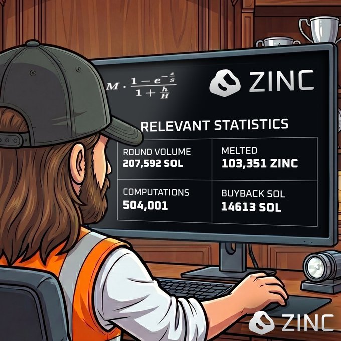 The image features a cartoon depiction of a person wearing an orange vest and hat sitting at a desk with a computer monitor displaying information about zinc statistics. The text "ICYMI #5" is visible in the image, which could be a reference to the creator or a specific project related to the zinc statistics.