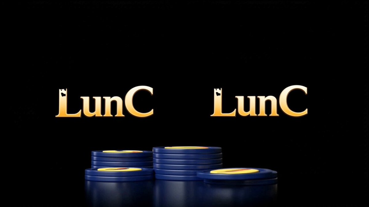 The image features a stack of blue poker chips with the text "LUNC" written above them, along with the phrase "lucan" below. The background is black, which contrasts with the blue chips and makes them stand out. The text "LUNC1DOLLAR" is also present in the image. The overall layout of the image suggests that it could be related to a discussion or promotion about poker-related products or services on social media platforms like Twitter or Instagram.