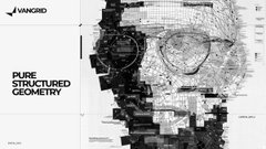 A Van Gogh 'Pure Structured Geometry' promotional image displaying a technical breakdown of a portrait artwork with measurement lines.