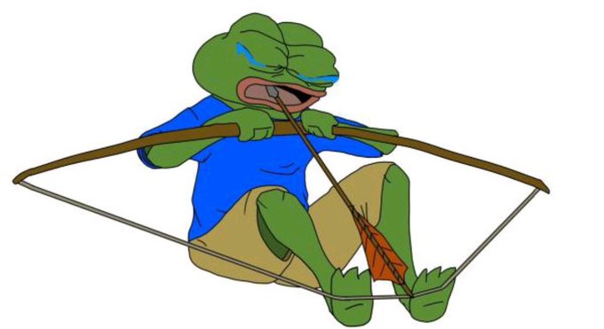 A crying Pepe the Frog sits with his feet caught in a rope snare, biting the rope in frustration, visually symbolizing the feeling of being trapped after spending 4 months building a Solana coin-checking tool only for the market to shift to unbundlable, unverifiable coins.