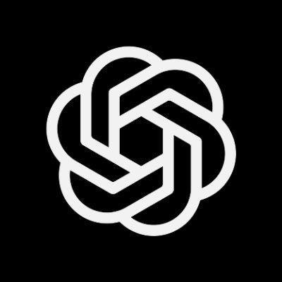 The image displays the OpenAI logo, a stylized hexagonal emblem in light gray against a black background, symbolizing its role as the company whose CFO Sarah Friar commented on the potential for slowing frontier AI development for safety reasons.