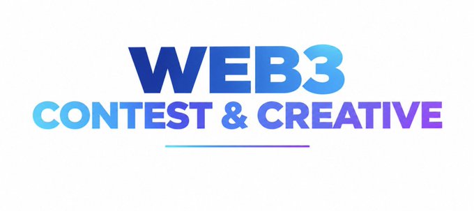 A logo graphic reading 'WEB3 CONTEST & CREATIVE' in blue and purple gradient text on a white background.