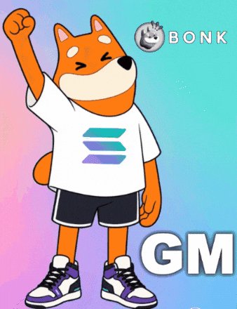 The image features a cartoon character, likely a dog or a fox, wearing a white shirt with blue stripes and purple shoes. The character appears to be in motion, possibly running or jumping, while raising its left hand in the air. The background of the image is a gradient of colors that transitions from light blue at the top to dark blue at the bottom. In the center of this gradient, there's a logo for "GM Sensei".