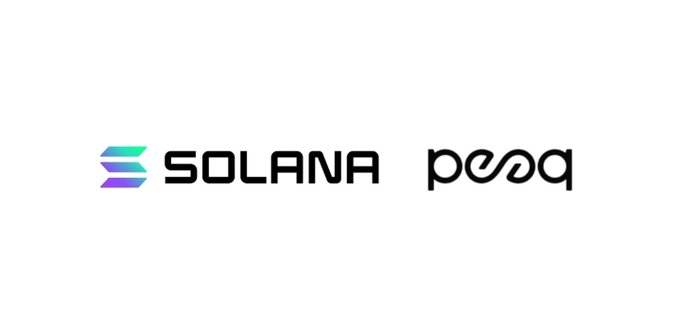 Logos for Solana blockchain and a stylized infinity/peaq symbol displayed side by side.