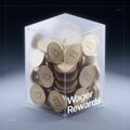 A 3D illustration of a clear cube filled with wooden logs, displayed as a 'Weekly Rewards' reward icon.