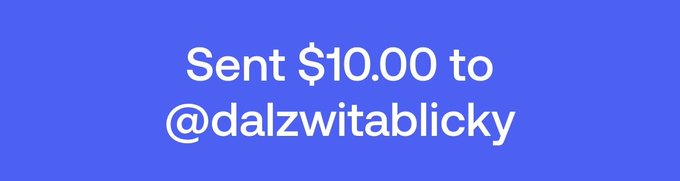 The image displays a blue banner with white text reading "Sent $10.00 to @dalzwitablicky," indicating a transaction confirmation on the FOMO platform. This visually reinforces the accompanying post, which promotes sending $SOL to FOMO followers by providing proof of a recent $10.00 tip sent to @dalzwitablicky.