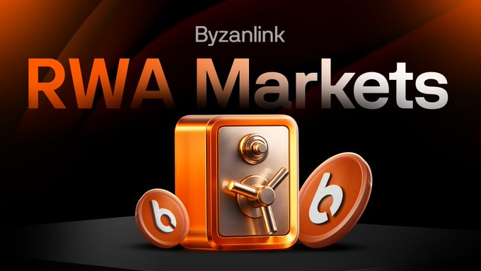 The image features an orange and gold safe with two coins placed inside of it. The safe has a lock on top and a keyhole at the bottom. Below the safe, there's text that reads "Real-World Asset (RWA) vaults are bringing structure to how real-world yield strategies deploy onchain". This suggests that the image is related to the concept of tokenized strategies in the context of RWA markets. The safe and coins symbolize the idea of securely storing assets, while the text emphasizes the importance of using smart contracts for efficient asset management within the RWA market ecosystem.