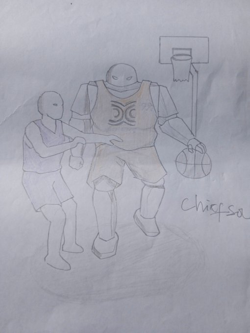 A pencil drawing depicts a large basketball player wearing a "SEISMIC" jersey with the Seismic logo, dribbling a ball toward a hoop while a smaller figure in a Maxi (privacy-encrypted) bodysuit guards him, signed "Chiqsa" — illustrating the artist's first hand-drawn artwork of Seismic's Rocky playing basketball with the Privacy Encrypted Maxi character.