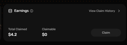 An earnings dashboard showing $4.2 Total Claimed and $0 Claimable with a disabled Claim button, illustrating the creator fees earned from launching a token on peach.lfg.