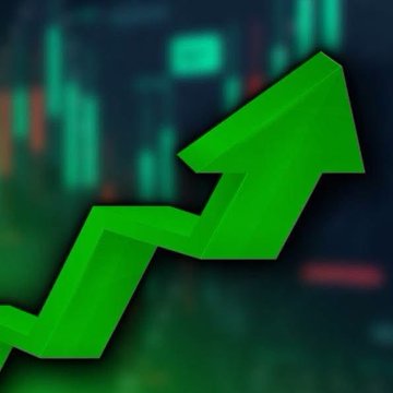 A bold green upward arrow rises against a blurred candlestick chart backdrop, symbolizing positive market momentum and gains. The image visually reinforces the headline that $XRP has emerged as the top-performing cryptocurrency among the top 10 over the past 7 days, defying the broader market downturn.