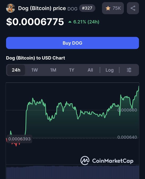 The image shows a dog-themed website called "@Gemini", which has a price chart for Bitcoin. The chart displays the price of Bitcoin going up over time, with a total of 6% growth in 4 hours. This information can be helpful for potential buyers and sellers looking to make informed decisions about investing or trading in Bitcoin.