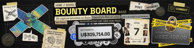 A 'BOUNTY BOARD' graphic from Roblox displays settlement values including 'SETTLEMENTS U$309,714.00' and 'ESCROW LOCKED US$2,400.00' alongside a satellite and lock icon.