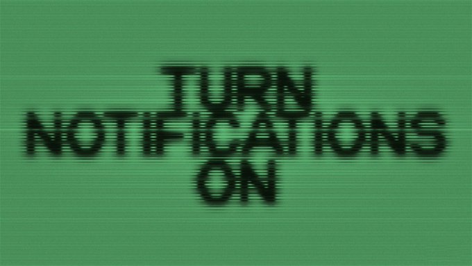 Bold black text reading "TURN NOTIFICATIONS ON" is displayed with a glitch effect on a green background, encouraging users to enable alerts likely to stay updated on the "$15 SOL giveaway" mentioned in the accompanying post.