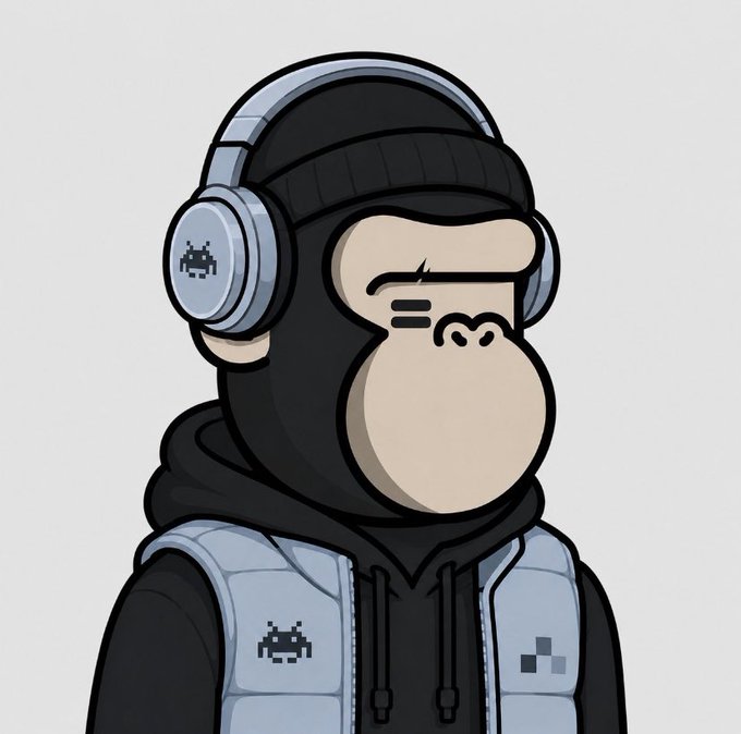 The image features a cartoon monkey wearing headphones and a hoodie with an "ape0nchain" logo. The monkey appears to be listening to music or watching TV while wearing the headphones. The caption of the image reads, "I'm giving away 100 Gtd Spots @ape0nchain To enter: Follow @success20640 & @ape0nchain Turn on both notification Ends in 24 hours, Good luck".