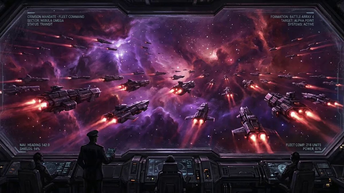 The image features a captivating scene of a spaceship battle, with multiple spaceships flying through space at high speeds while shooting out fiery trails. The ships are scattered across the frame, creating an intense atmosphere as they engage in combat. In the foreground, there is a person standing near one of the spaceships, possibly observing or participating in the battle. The background of the image is filled with purple and pink hues, adding to the overall dramatic effect of the scene. The post also includes some text that reads "GalaChain Spotlight: Crimson Mandate links.gala.com/crimson-mandate Check the $FIGHT Asteroids! #GalaChain #GalaGames".