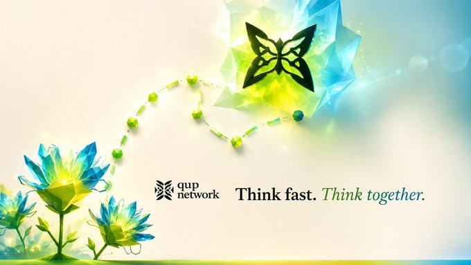 A promotional image for Quip Network featuring a glowing butterfly logo alongside crystalline blue and yellow flowers, with the tagline "Think fast. Think together." and the @quipnetwork branding.

The visual of a butterfly and blooming flowers symbolizes the transformation of idle global compute resources into a thriving, accessible marketplace, mirroring the post's message about $QUIP unlocking untapped potential through collective contribution.