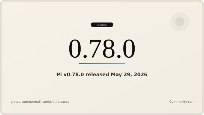 The image shows a screenshot of a computer screen with the title "Pi v0.78.0" displayed at the top right corner, indicating that the session has been launched for the specific Pi v0.78.0 release date of May 29th, 2016. This information is relevant to the current post, which provides details about this Pi release and other useful information related to its launch or usage. The screenshot captures a significant moment in time when the user becomes part of the Pi community by accessing the Pi v0.78.0 release.